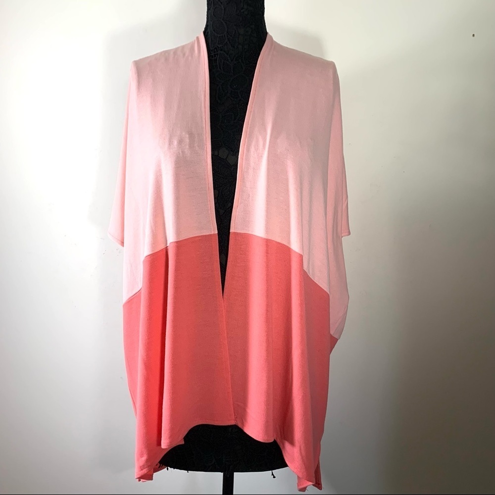2/$35 Tashon Peach Coral Color block Open Cardigan